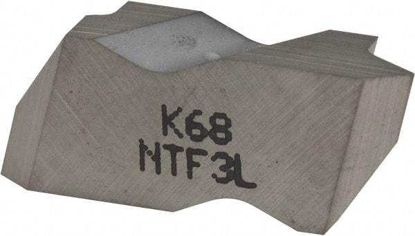 Kennametal - NTF3 Grade K68, Internal/External Partial Profile 60° Threading Insert - 0.6 to 2.5mm & 10 to 44 TPI Ext Pitch, 10 to 2.5mm & 9 to 24 TPI Int Pitch, Left Hand Insert, Uncoated, Carbide - Benchmark Tooling