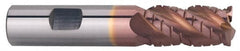 ProMax - 1" Diam, 1-3/4" LOC, 4 Flute Solid Carbide Roughing & Finishing Corner Radius End Mill - TiCN Finish, 4" OAL, 1" Shank Diam, Weldon Shank, 40° Helix, Centercutting, Regular Length - Benchmark Tooling