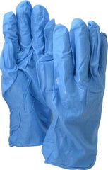 SHOWA - Size 2XL (11), 12" Long, 9 mil Thick, Nitrile Chemical Resistant Gloves - Textured Finish, Rolled Cuff, ANSI Abrasion Level 0, ANSI Cut Level 0, ANSI Puncture Level 1, Blue, FDA Approved - Benchmark Tooling