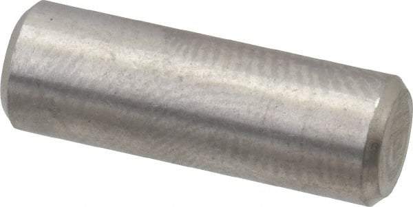 Value Collection - 1/4" Diam x 3/4" Pin Length 316 Stainless Steel Standard Dowel Pin - Bright Finish, 2 Beveled End - Benchmark Tooling