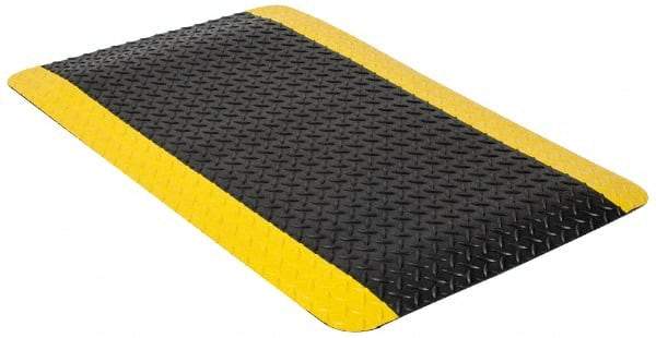 PRO-SAFE - 3' Long x 2' Wide, Dry Environment, Anti-Fatigue Matting - Black with Yellow Borders, Vinyl with Vinyl Sponge Base, Beveled on 4 Sides - Benchmark Tooling