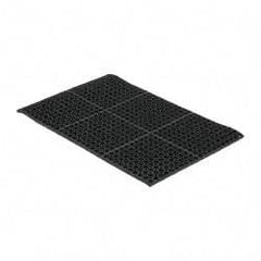 PRO-SAFE - 3' Long x 2' Wide, Dry/Wet Environment, Anti-Fatigue Matting - Black, SBR Rubber with Rubber Base - Benchmark Tooling