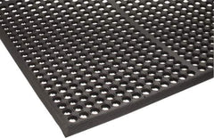 PRO-SAFE - 5' Long x 3' Wide, Dry/Wet Environment, Anti-Fatigue Matting - Black, Natural Rubber with Rubber Base - Benchmark Tooling