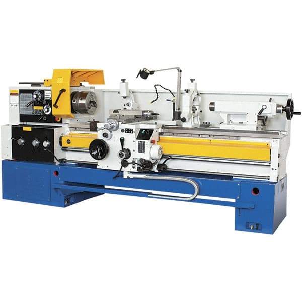 Summit - 18-1/4" Swing, 80" Between Centers, 120 Volt, Triple Phase Toolroom Lathe - 5MT Taper, 10 hp, 32 to 1,500 RPM, 3-1/8" Bore Diam, 44" Deep x 63" High x 134" Long - Benchmark Tooling