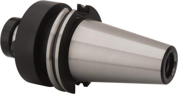 Parlec - CAT50 Taper Shank 1-1/2" Pilot Diam Shell Mill Holder - 2.4" Flange to Nose End Projection, 3-3/4" Nose Diam, 3/4-16 Lock Screw, Through-Spindle & DIN Flange Coolant - Exact Industrial Supply