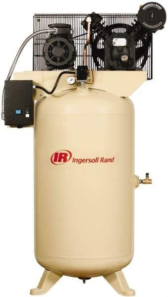 Ingersoll-Rand - 5 hp, 80 Gal Stationary Electric Vertical Air Compressor - Three Phase, 175 Max psi, 14 CFM, 460 Volt - Benchmark Tooling