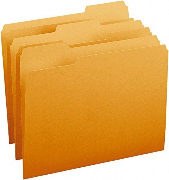 SMEAD - 8-1/2 x 11", Letter Size, Orange, File Folders with Top Tab - 11 Point Stock, Assorted Tab Cut Location - Benchmark Tooling