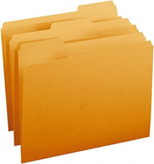 SMEAD - 8-1/2 x 11", Letter Size, Orange, File Folders with Top Tab - 11 Point Stock, Assorted Tab Cut Location - Benchmark Tooling