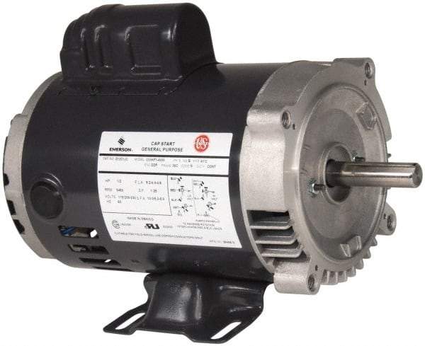 US Motors - 1-1/2 Max hp, 3,600 Max RPM, Single Cap Start Electric AC DC Motor - 115/208-230 V Input, Single Phase, 56HC Frame, 5/8" Shaft Diam, C-Face/Base Mount, ODP Enclosure - Benchmark Tooling