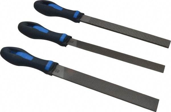 PFERD - 3 Piece American Pattern File Set - 8" Long, Coarse Coarseness, Ergonomic Handle, Set Includes Half Round, All Purpose, Rasp - Benchmark Tooling