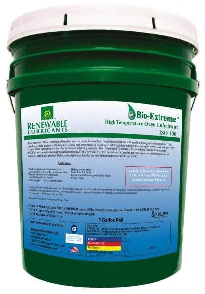 Renewable Lubricants - 5 Gal Pail Synthetic/Graphite Lubricant - White, -28°F to 2,000°F, Food Grade - Benchmark Tooling