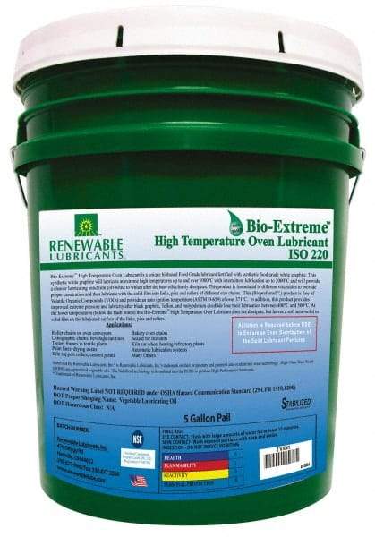 Renewable Lubricants - 5 Gal Pail Synthetic/Graphite Lubricant - White, -28°F to 2,000°F, Food Grade - Benchmark Tooling