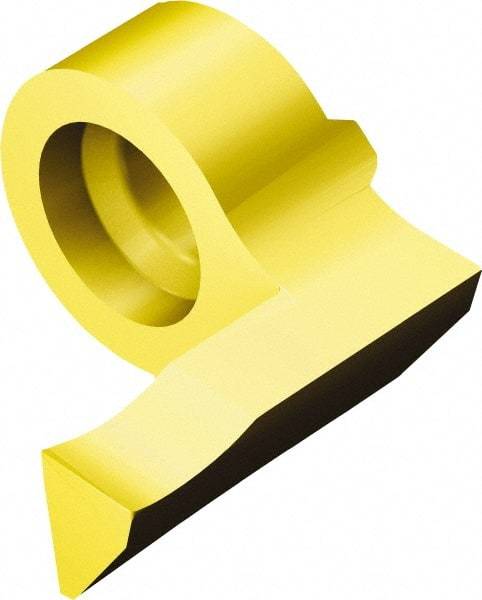 Sandvik Coromant - 09MB Grade 1025, 2mm Cutting Width Carbide Grooving Insert - 5mm Max Depth of Cut, Left Hand, 0.2mm Corner Radius, TiAlN/TiN Finish - Benchmark Tooling