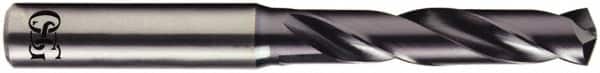 OSG - 37/64" 140° Spiral Flute Solid Carbide Screw Machine Drill Bit - WD1 Finish, Right Hand Cut, 65mm Flute Length, 115mm OAL, Straight Shank, Through Coolant - Benchmark Tooling