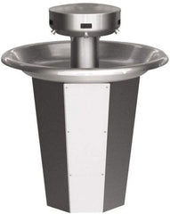 Bradley - Circular, Infrared Sensor, External Drain, 36" Diam, 5 Person Capacity, Stainless Steel, Wash Fountain - 0.5 GPM - Benchmark Tooling