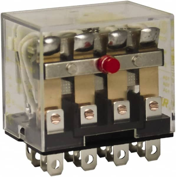 Square D - 1/2 hp at 120 Volt & 3/4 hp at 240 Volt, Electromechanical Plug-in General Purpose Relay - 10 Amp at 250 VAC, 4PDT, 24 VAC at 50/60 Hz - Benchmark Tooling