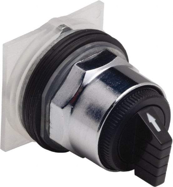 Schneider Electric - 30mm Mount Hole, 3 Position, Knob and Pushbutton Operated, Selector Switch Only - Black, Maintained (MA), without Contact Blocks, Weatherproof and Dust and Oil Resistant - Benchmark Tooling