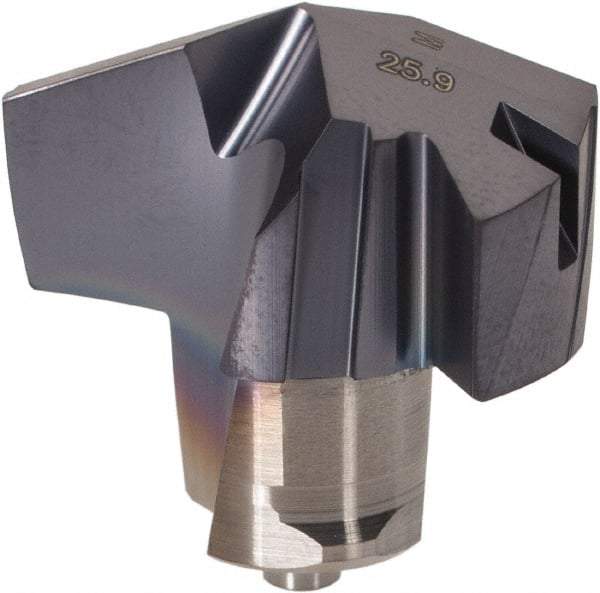 Iscar - Series ICM, 1.02" Diam Grade IC908 140° Replaceable Drill Tip - Carbide, TiAlN Finish, 25 Seat Size, Through Coolant - Benchmark Tooling