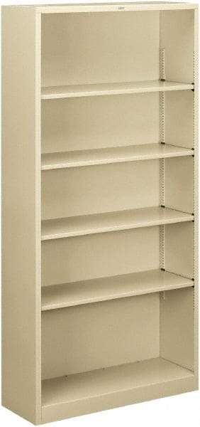 Hon - 5 Shelf, 71" High x 34-1/2" Wide Bookcase - 12-5/8" Deep, Steel, Putty - Benchmark Tooling