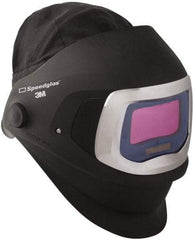 3M - 4-1/4" Window Width x 2-3/32" Window Height, 5, 8 to 13 Shade Auto-Darkening Lens, Front Lift Welding Helmet - Black/Gray PPA Clear/Green Lens - Benchmark Tooling