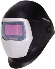 3M - 4-1/4" Window Width x 2-3/32" Window Height, 5, 8 to 13 Shade Auto-Darkening Lens, Fixed Front Welding Helmet - Black/Gray PPA Green Lens - Benchmark Tooling