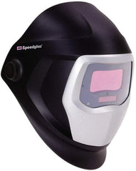 3M - 3-3/4" Window Width x 1-3/4" Window Height, 5, 8 to 13 Shade Auto-Darkening Lens, Fixed Front Welding Helmet - Black/Gray PPA Green Lens - Benchmark Tooling