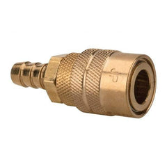 Value Collection - Hose Barb Industrial Pneumatic Hose Coupler (Six Ball) - Brass, 1/4" Body Diam, 3/8" Hose ID - Benchmark Tooling