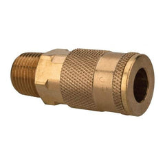 Value Collection - 3/8 Male NPT Tru-Flate Automotive Pneumatic Hose Coupler - Brass, 1/4" Body Diam, 3/8" Hose ID - Benchmark Tooling