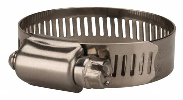 Value Collection - SAE Size 24, 1 to 2" Diam, Stainless Steel Worm Drive Clamp - 1/2" Wide, Material Grade 201 - Benchmark Tooling