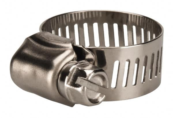 Value Collection - SAE Size 10, 1/2 to 1-1/16" Diam, Stainless Steel Worm Drive Clamp - 1/2" Wide, Material Grade 201 - Benchmark Tooling