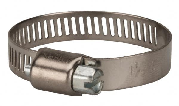 Value Collection - SAE Size 16, 1/2 to 1-1/2" Diam, Stainless Steel/Carbon Steel Worm Drive Clamp - 5/16" Wide, Material Grade 301 - Benchmark Tooling