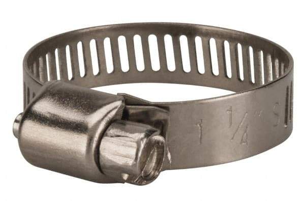 Value Collection - SAE Size 12, 1/2 to 1-1/4" Diam, Stainless Steel Worm Drive Clamp - 5/16" Wide, Material Grade 201 - Benchmark Tooling