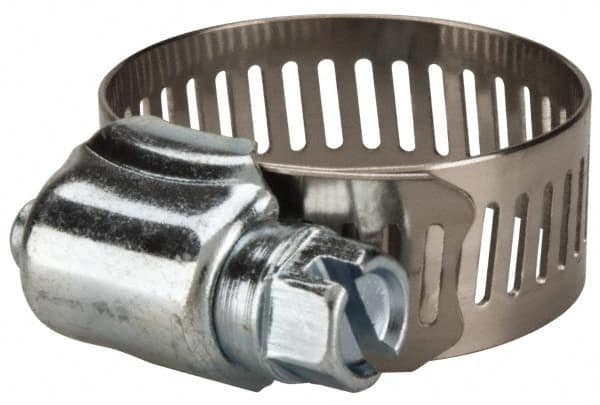 Value Collection - SAE Size 12, 1/2 to 1-1/4" Diam, Stainless Steel/Carbon Steel Worm Drive Clamp - 1/2" Wide, Material Grade 201 - Benchmark Tooling