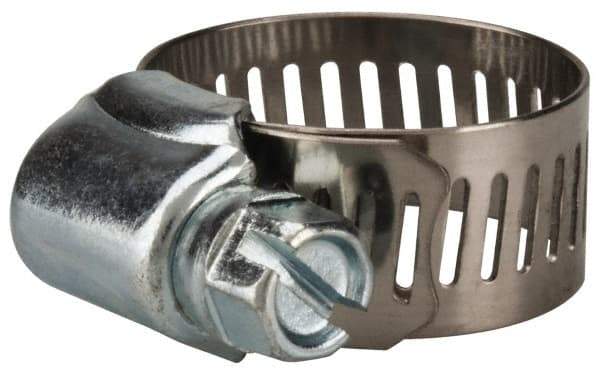 Value Collection - SAE Size 10, 1/2 to 1-1/16" Diam, Stainless Steel/Carbon Steel Worm Drive Clamp - 1/2" Wide, Material Grade 201 - Benchmark Tooling