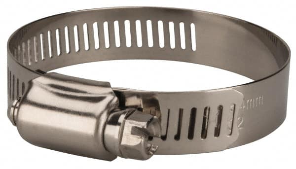 Value Collection - SAE Size 28, 1-1/4 to 2-1/4" Diam, Stainless Steel/Carbon Steel Worm Drive Clamp - 1/2" Wide, Material Grade 201 - Benchmark Tooling