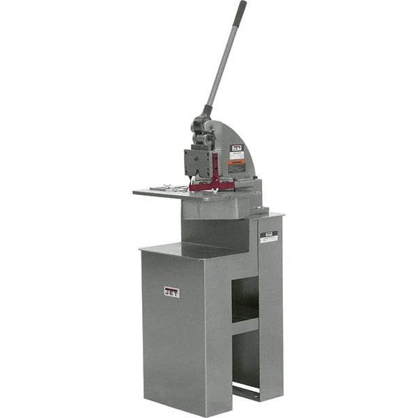 Jet - 6 x 6" Notching Dimension, Metal Notcher - 3/4" Stroke, 16 Gauge Max Mild Steel Capacity, 18 Ton Load Capacity, 22" Table Width x 23.2" Table Depth - Benchmark Tooling