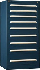 Vidmar - 9 Drawer, Modular Storage Cabinet - Steel, 30" Wide x 27-3/4" Deep x 59" High, Dark Blue - Benchmark Tooling