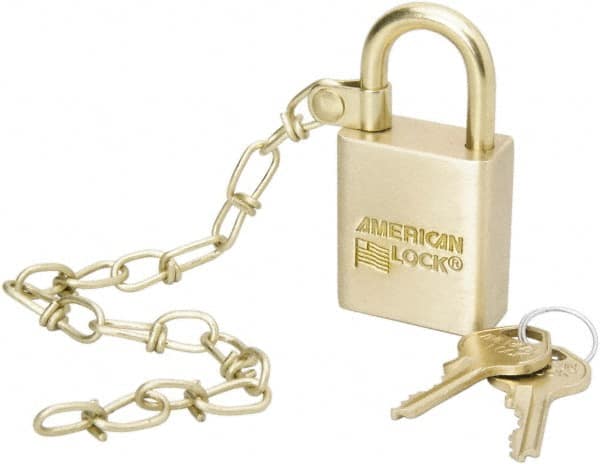 Ability One - Padlocks; Keyed: Keyed Different ; Shackle Clearance: 1-1/2 (Inch); Shackle Width: 1 ; Shackle Diameter: 1/4 (Inch); Material: Brass - Exact Industrial Supply