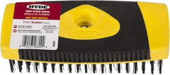 Hyde Tools - Wire Surface Preparation Brush - 1-1/4" Bristle Length, 3/4" Wide, Plastic Overmold Handle - Benchmark Tooling