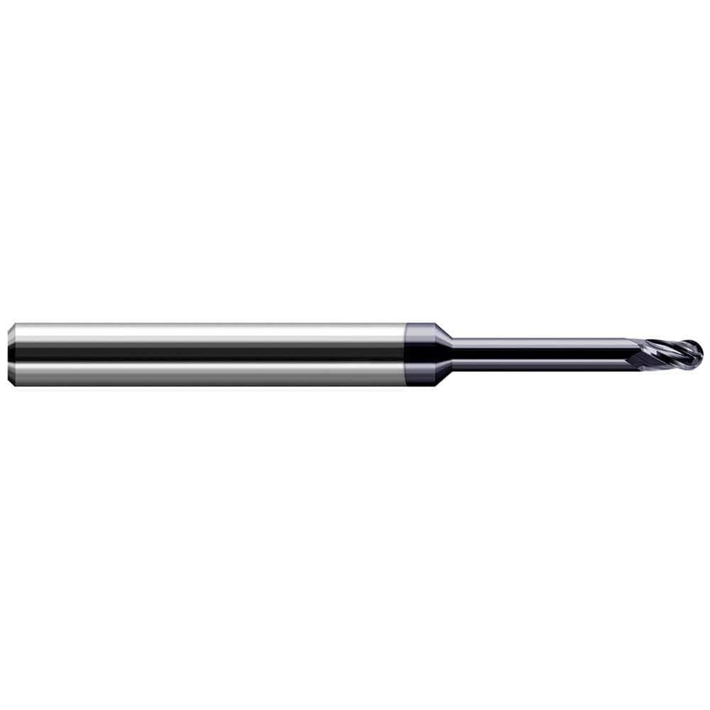 Harvey Tool - Ball End Mills; Mill Diameter (mm): 2.00 ; Mill Diameter (Decimal Inch): 0.0787 ; Number of Flutes: 4 ; Length of Cut (mm): 3.0000 ; Length of Cut (Decimal Inch): 0.1181 ; Material: Solid Carbide - Exact Industrial Supply