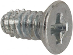 Value Collection - #4-40 UNC Thread, 1/4" OAL, #1 Phillips Drive Steel Thread Cutting Screw - Flat Undercut Head, Grade 1016-1024, Point Type F, Zinc-Plated Finish - Benchmark Tooling