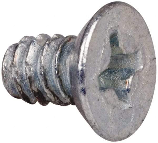 Value Collection - #6-32 UNC Thread, 1/4" OAL, #2 Phillips Drive Steel Thread Cutting Screw - Flat Undercut Head, Grade 1016-1024, Point Type F, Zinc-Plated Finish - Benchmark Tooling