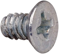 Value Collection - #6-32 UNC Thread, 1/4" OAL, #2 Phillips Drive Steel Thread Cutting Screw - Flat Undercut Head, Grade 1016-1024, Point Type F, Zinc-Plated Finish - Benchmark Tooling