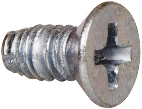 Value Collection - #8-32 UNC Thread, 3/8" OAL, #2 Phillips Drive Steel Thread Cutting Screw - Flat Head, Grade 1016-1024, Point Type F, Zinc-Plated Finish - Benchmark Tooling