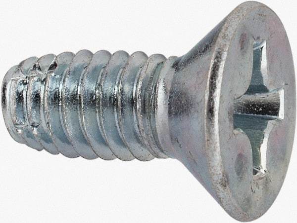Value Collection - 5/16-18 UNC Thread, 3/4" OAL, #4 Phillips Drive Steel Thread Cutting Screw - Flat Head, Grade 1016-1024, Point Type F, Zinc-Plated Finish - Benchmark Tooling