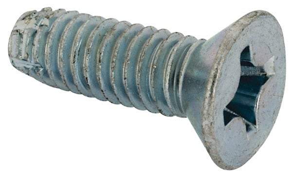 Value Collection - 5/16-18 UNC Thread, 1" OAL, #4 Phillips Drive Steel Thread Cutting Screw - Flat Head, Grade 1016-1024, Point Type F, Zinc-Plated Finish - Benchmark Tooling
