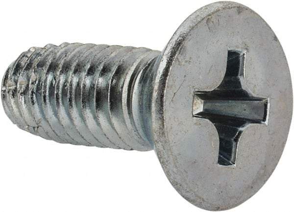 Value Collection - 3/8-16 UNC Thread, 1" OAL, #4 Phillips Drive Steel Thread Cutting Screw - Flat Head, Grade 1016-1024, Point Type F, Zinc-Plated Finish - Benchmark Tooling