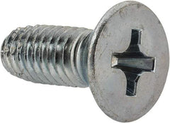 Value Collection - 3/8-16 UNC Thread, 1" OAL, #4 Phillips Drive Steel Thread Cutting Screw - Flat Head, Grade 1016-1024, Point Type F, Zinc-Plated Finish - Benchmark Tooling