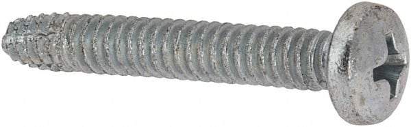 Value Collection - #10-24 UNC Thread, 1-1/4" Length Under Head, #2 Phillips Drive Steel Thread Cutting Screw - Pan Head, Grade 1016-1024, Point Type F, Zinc-Plated Finish - Benchmark Tooling