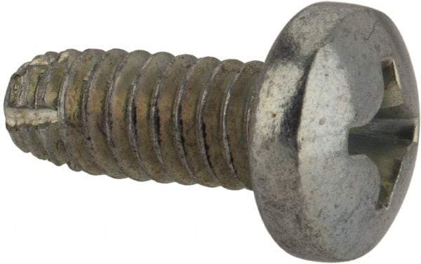 Value Collection - 1/4-20 UNC Thread, 5/8" Length Under Head, #3 Phillips Drive Steel Thread Cutting Screw - Pan Head, Grade 1016-1024, Point Type F, Zinc-Plated Finish - Benchmark Tooling